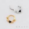 BLACK ONYX CUBIC ZIRCONIA GOTHIC ROSE VINE HINGED SEGMENT CLICKER RING 316L SURGICAL STEEL